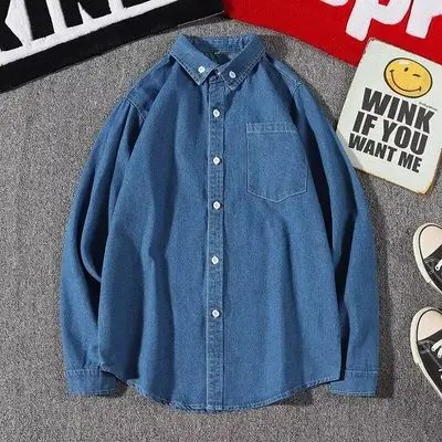 Japanese Long Sleeve Polo T-Shirt Men Black Loose Button Lapel — feature 3