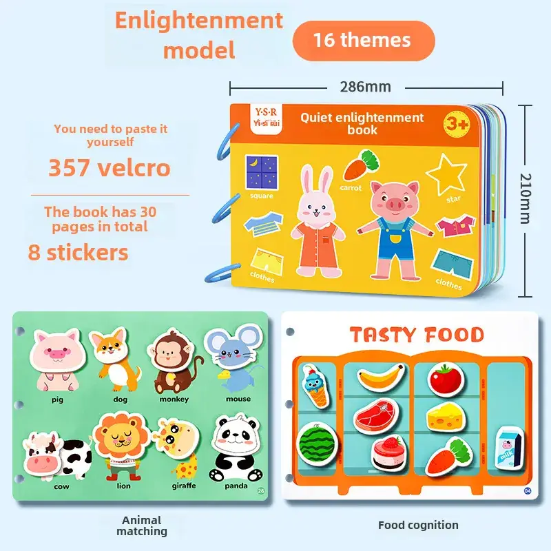 Quiet Book Baby Repeatedly Tear and Paste Busy Book Literacy Cognition Animal Children's Enlightenment Early Education Educational Toys - Image 2