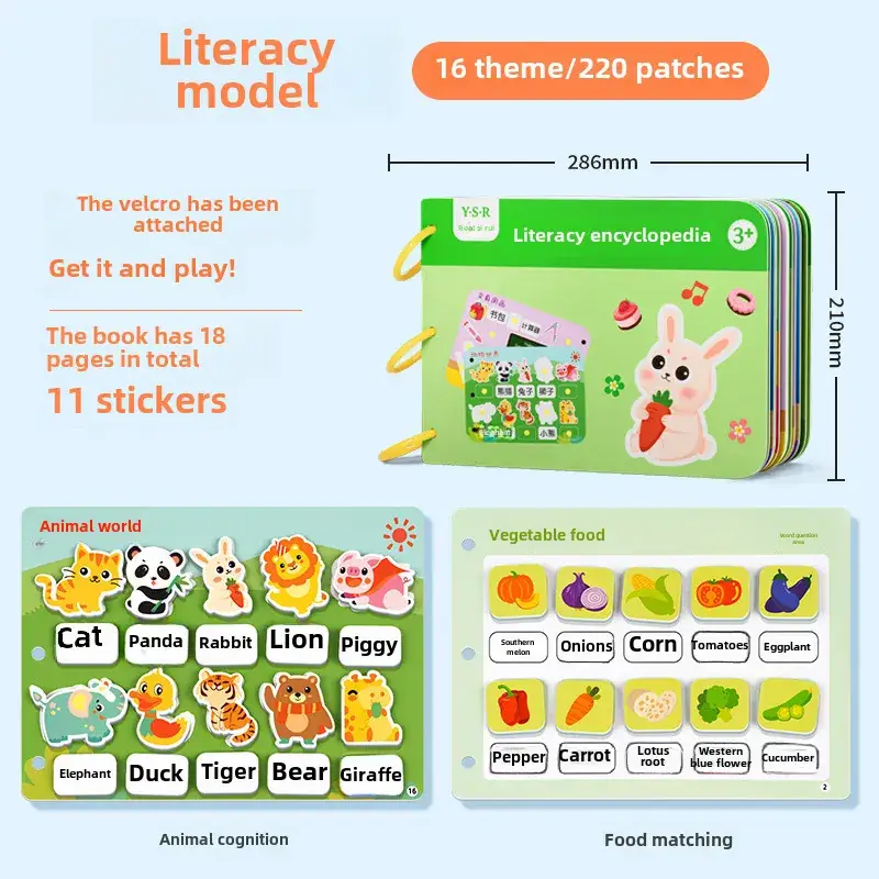 Quiet Book Baby Repeatedly Tear and Paste Busy Book Literacy Cognition Animal Children's Enlightenment Early Education Educational Toys - Image 4