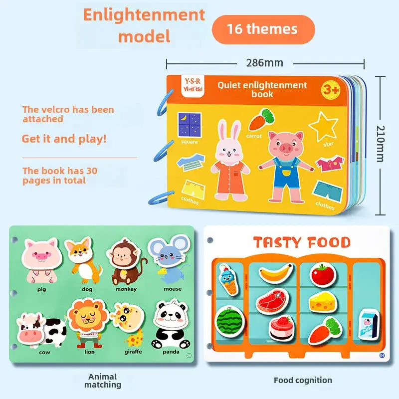 Quiet Book Baby Repeatedly Tear and Paste Busy Book Literacy Cognition Animal Children's Enlightenment Early Education Educational Toys - Image 5
