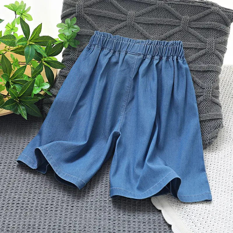 Girls Blue Heart Embroidered Shorts Summer Wear — feature 10