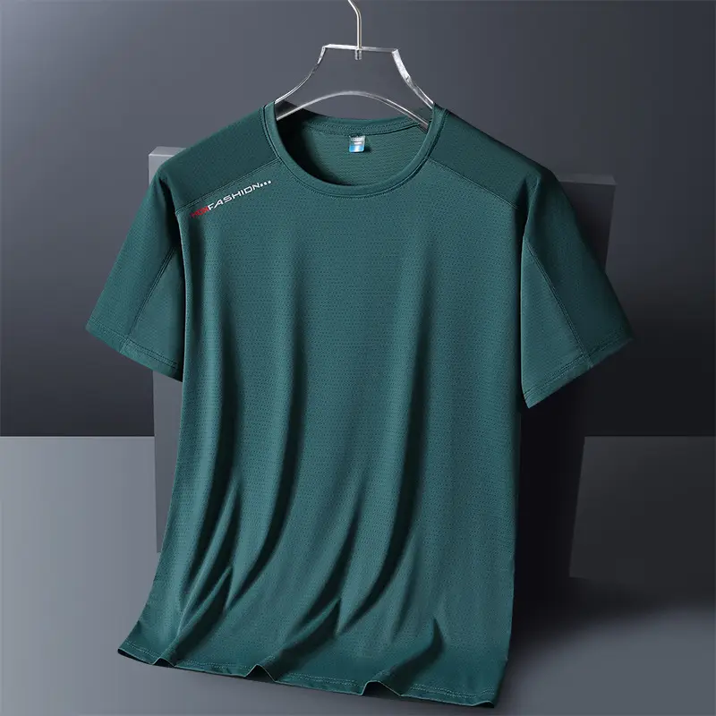 Plus Size Ice Silk T-Shirt Pink White Short Sleeve - Image 4