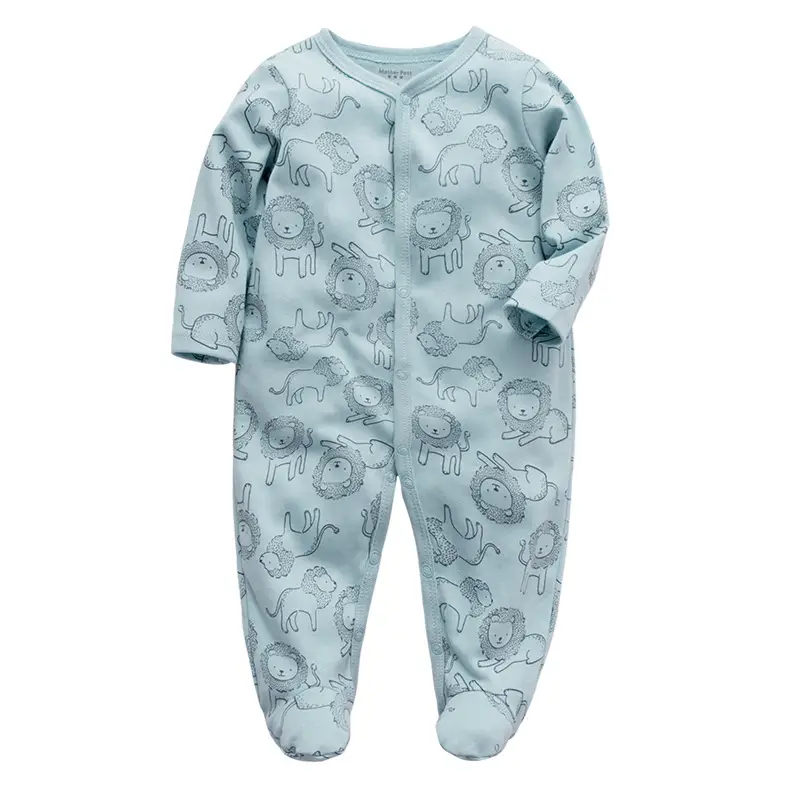 Baby Long Sleeve Jumpsuit Blue Elephant Print Spring Summer - Image 11