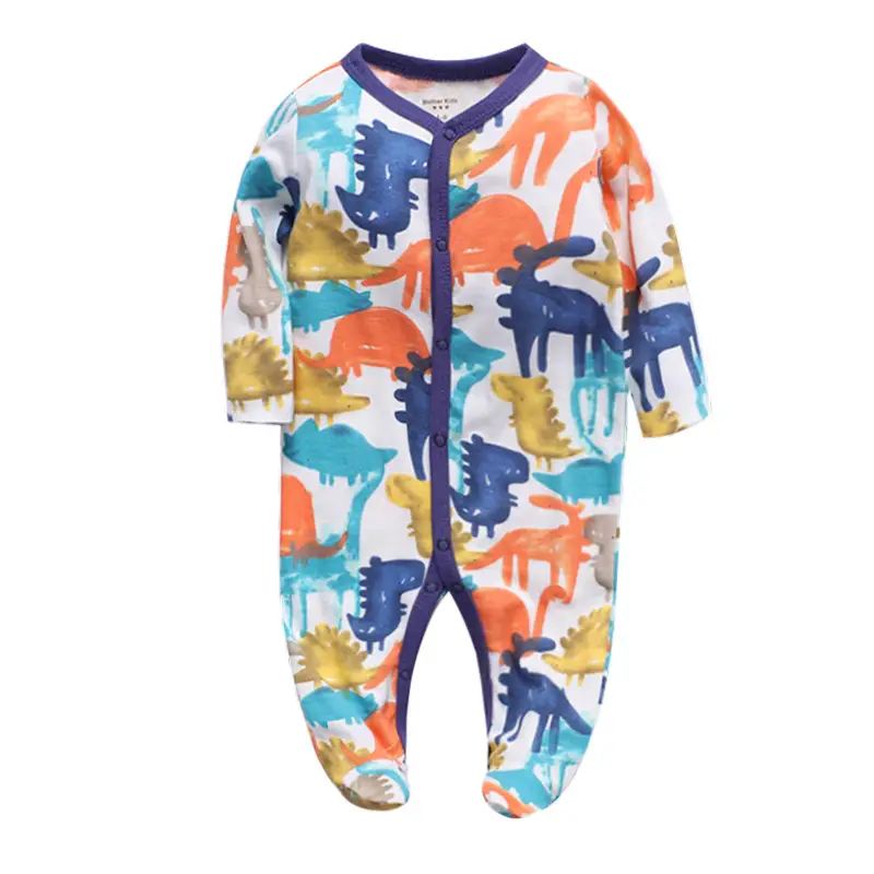 Baby Long Sleeve Jumpsuit Blue Elephant Print Spring Summer - Image 2