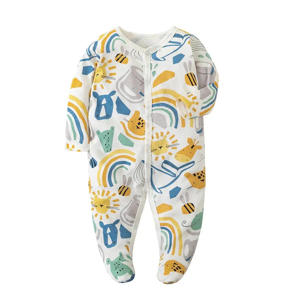 Baby Long Sleeve Jumpsuit Blue Elephant Print Spring Summer - Image 26