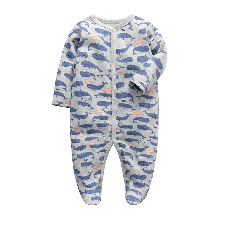 Baby Long Sleeve Jumpsuit Blue Elephant Print Spring Summer - Image 28