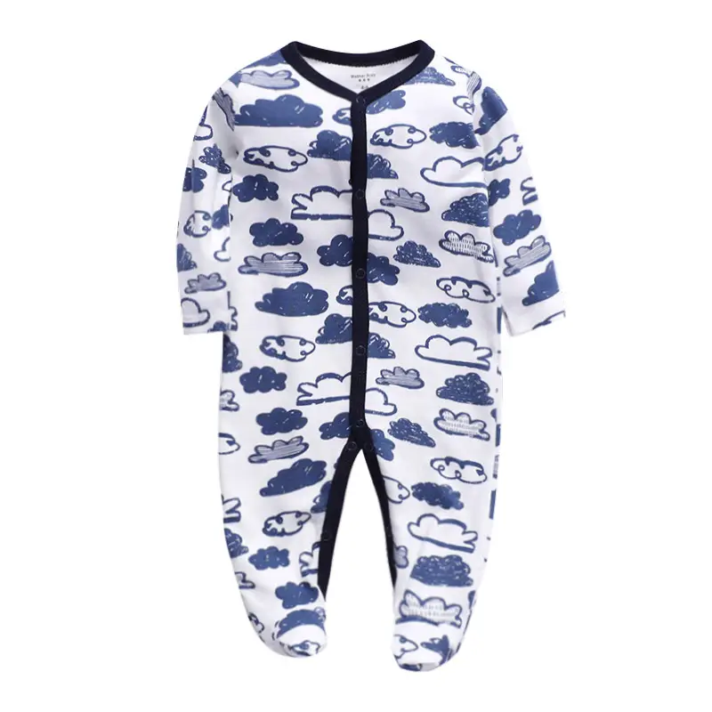 Baby Long Sleeve Jumpsuit Blue Elephant Print Spring Summer - Image 3