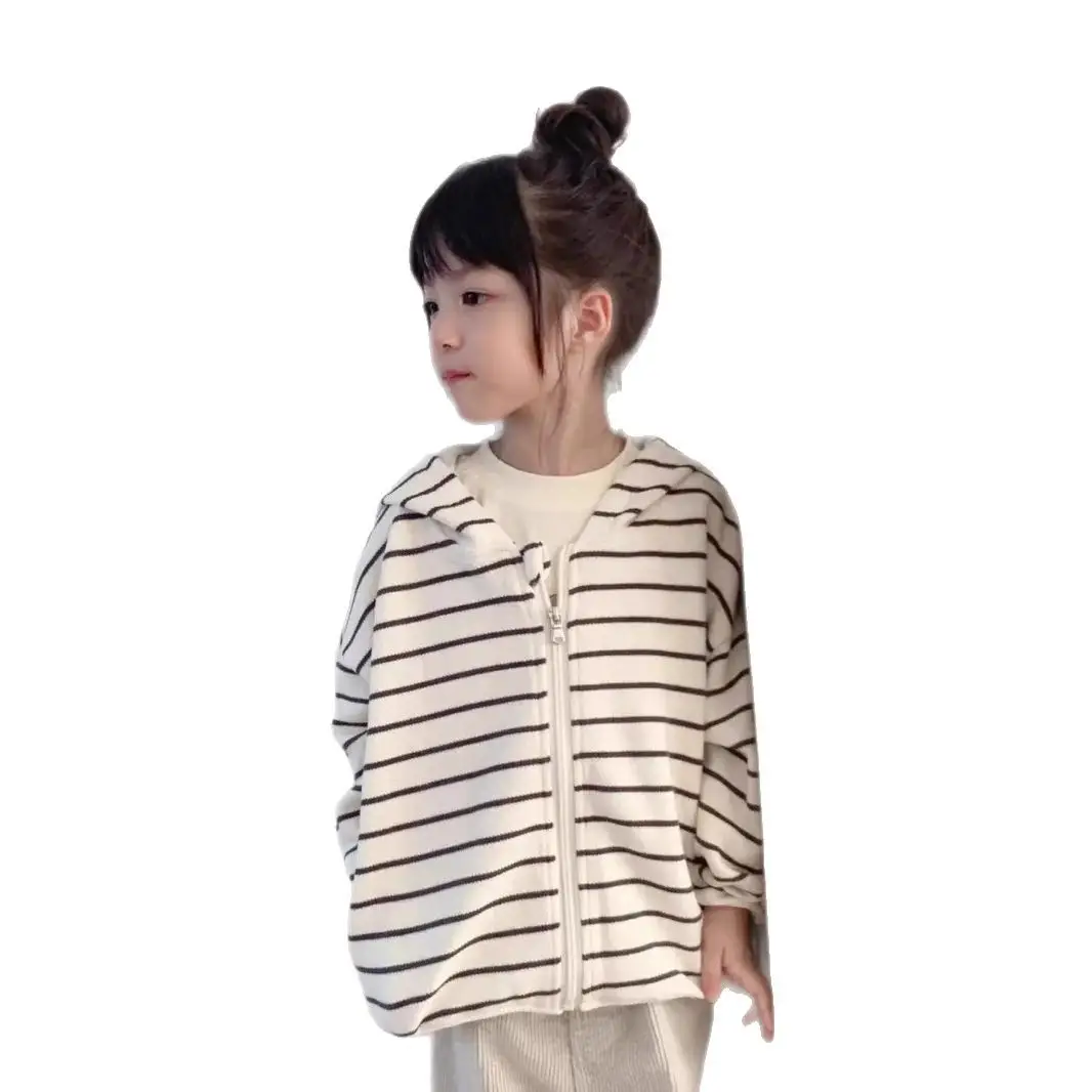 Girls Striped Coat 2023 Casual Hooded Sweater - Image 6