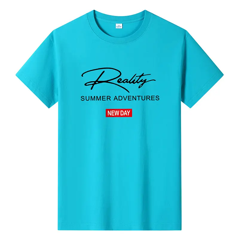Men Printed T-Shirt Light Blue Summer New Day - Image 11