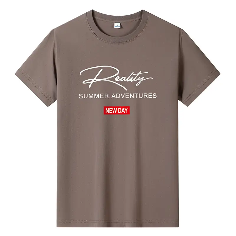 Men Printed T-Shirt Light Blue Summer New Day - Image 7
