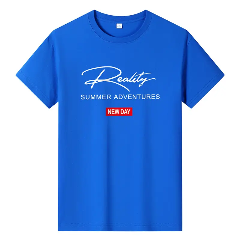Men Printed T-Shirt Light Blue Summer New Day - Image 8