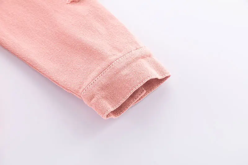 Girls Pink Frayed Denim Jacket with Yellow Embroidery — feature 13