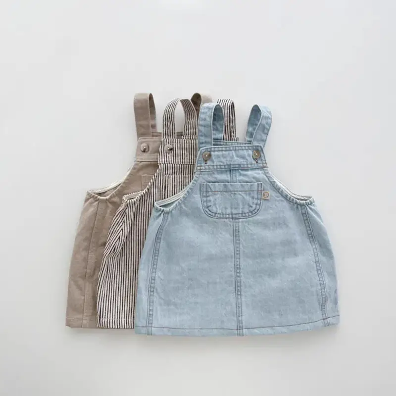 Korean Style Baby Skirts Blue Striped Beige Cotton — feature 14