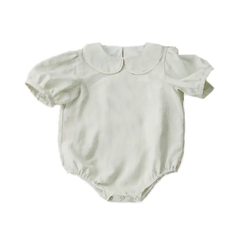 Mint Green Cotton Baby Jumpsuit with Peter Pan Collar - Image 6