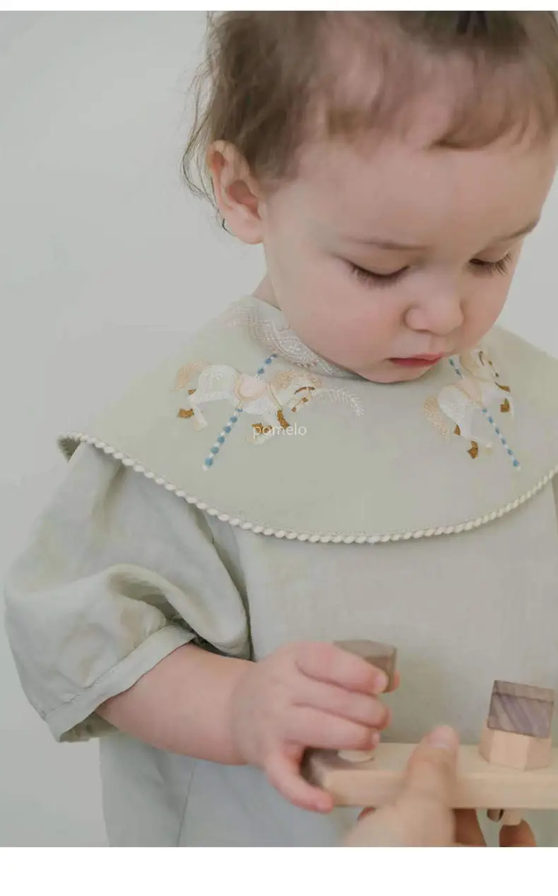 Mint Green Cotton Baby Jumpsuit with Peter Pan Collar — feature 14