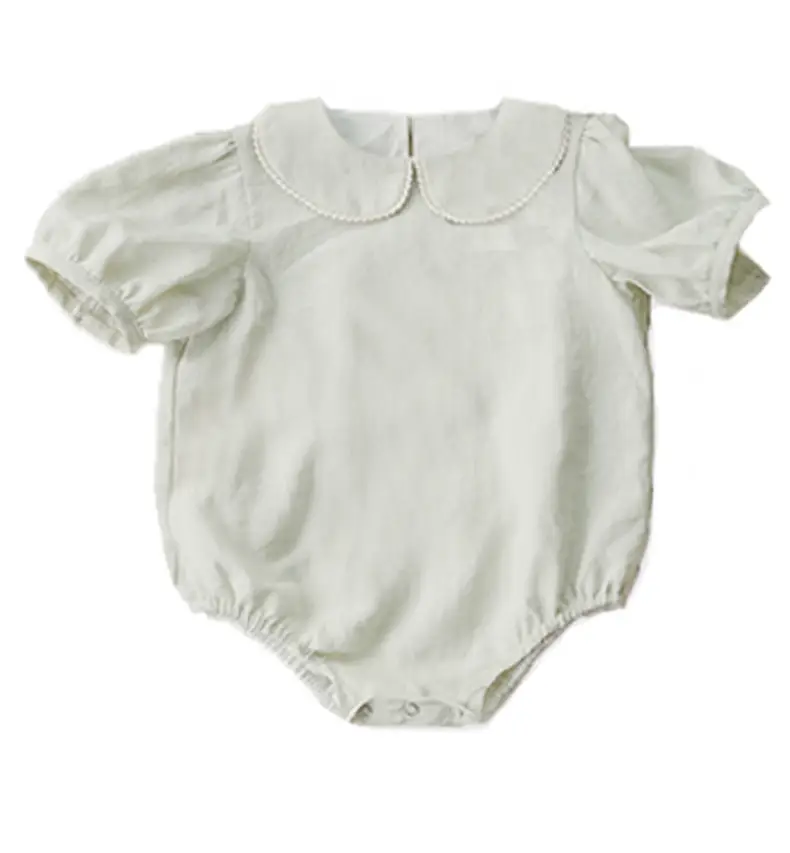 Mint Green Cotton Baby Jumpsuit with Peter Pan Collar — feature 15