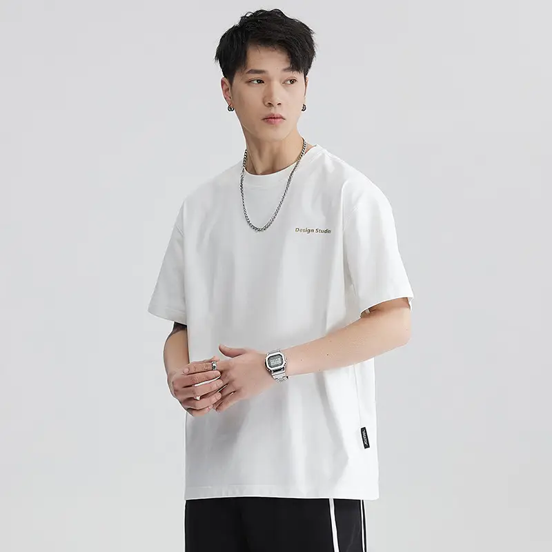 Men's Brown T-Shirt Large Loose Fit Round Neck