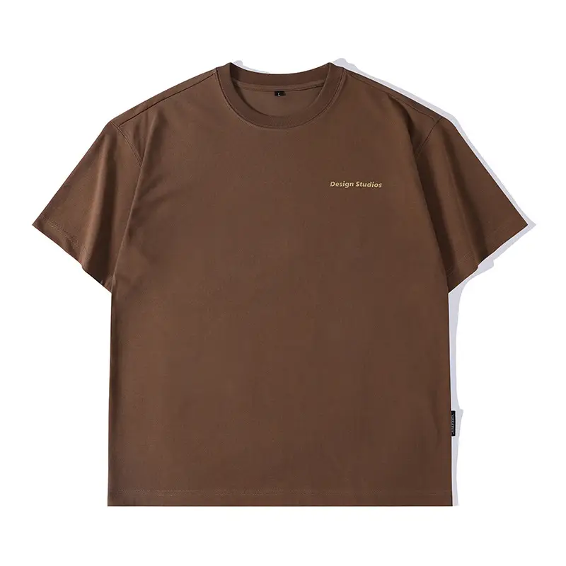 Men's Brown T-Shirt Large Loose Fit Round Neck