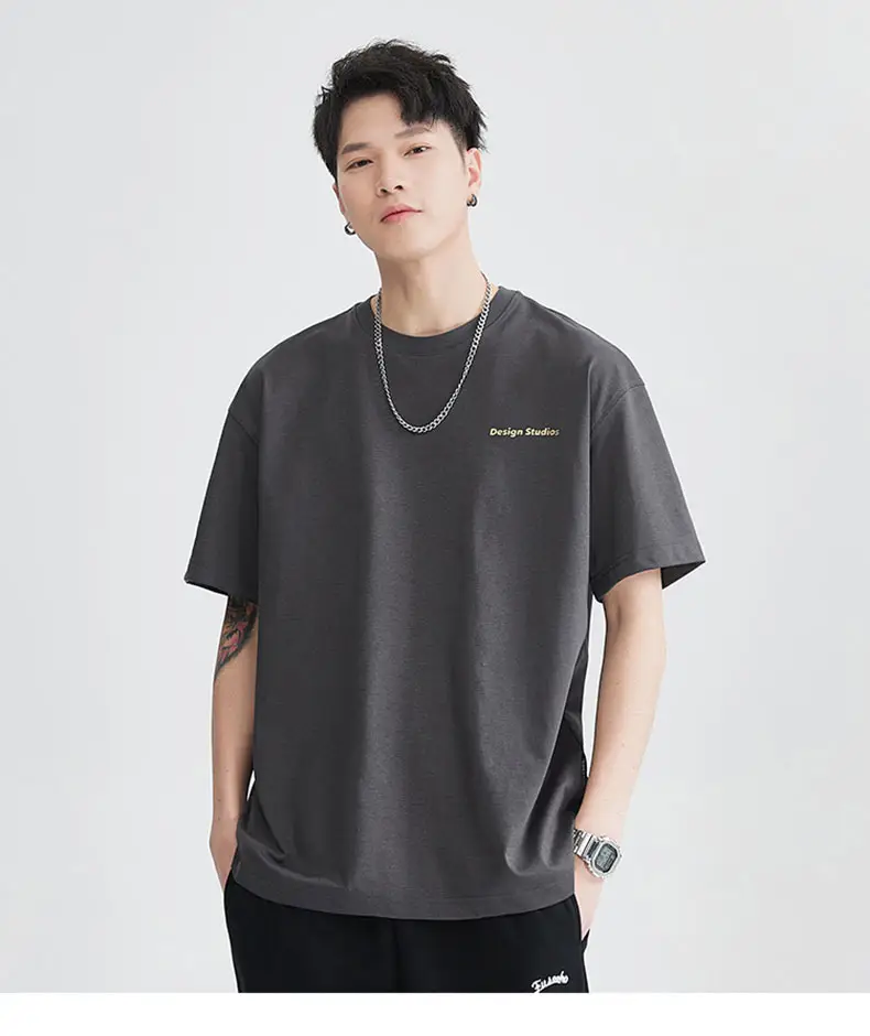 Men's Brown T-Shirt Large Loose Fit Round Neck — feature 21