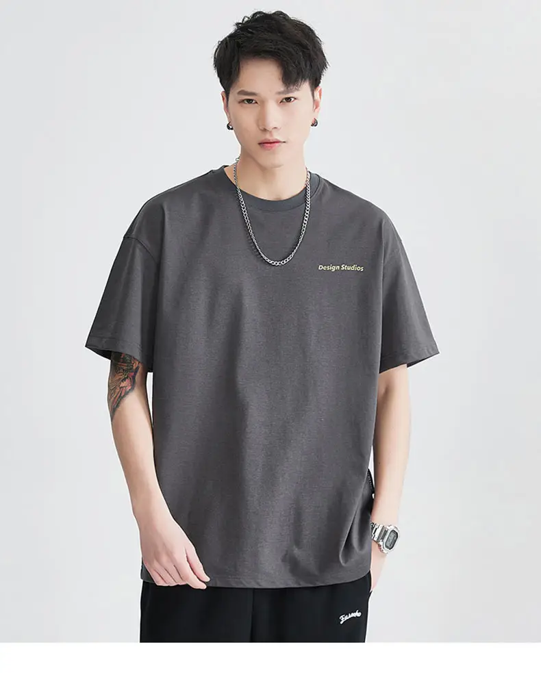 Men's Brown T-Shirt Large Loose Fit Round Neck — feature 22