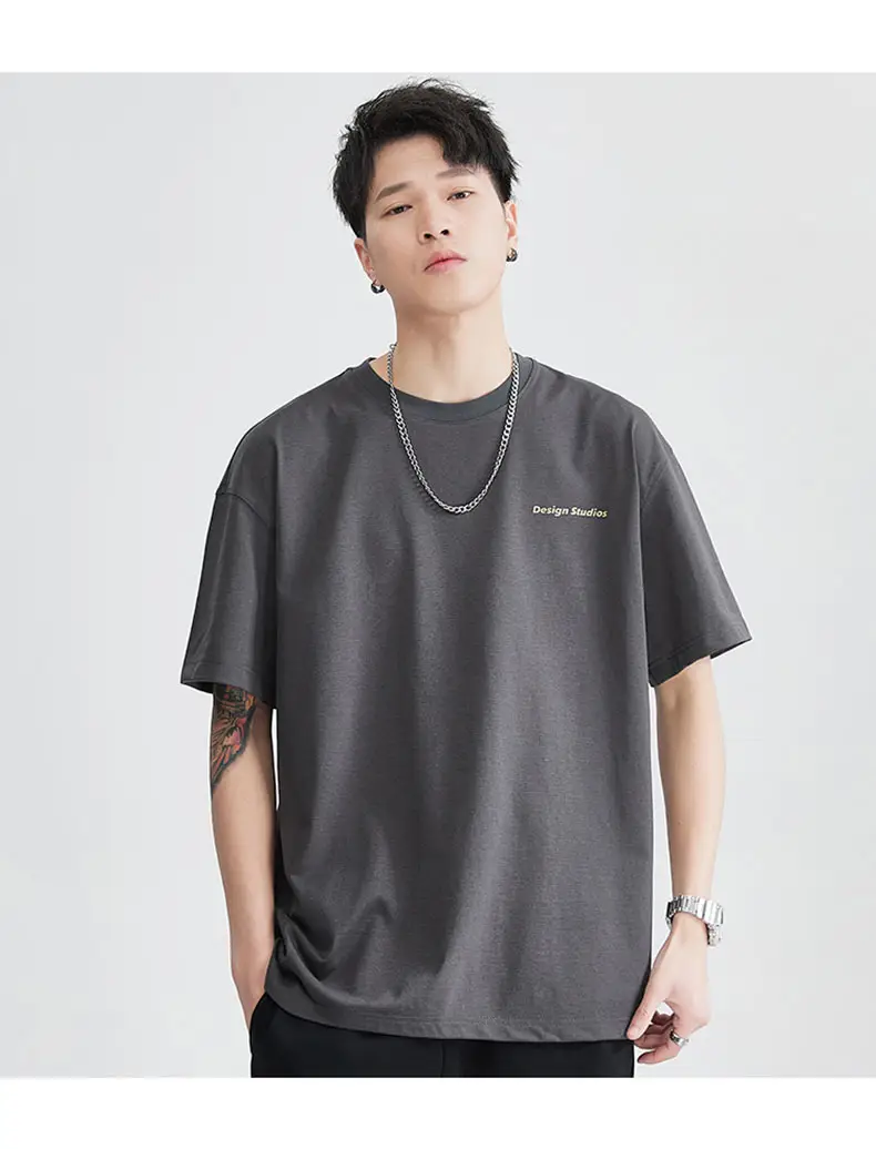 Men's Brown T-Shirt Large Loose Fit Round Neck — feature 23