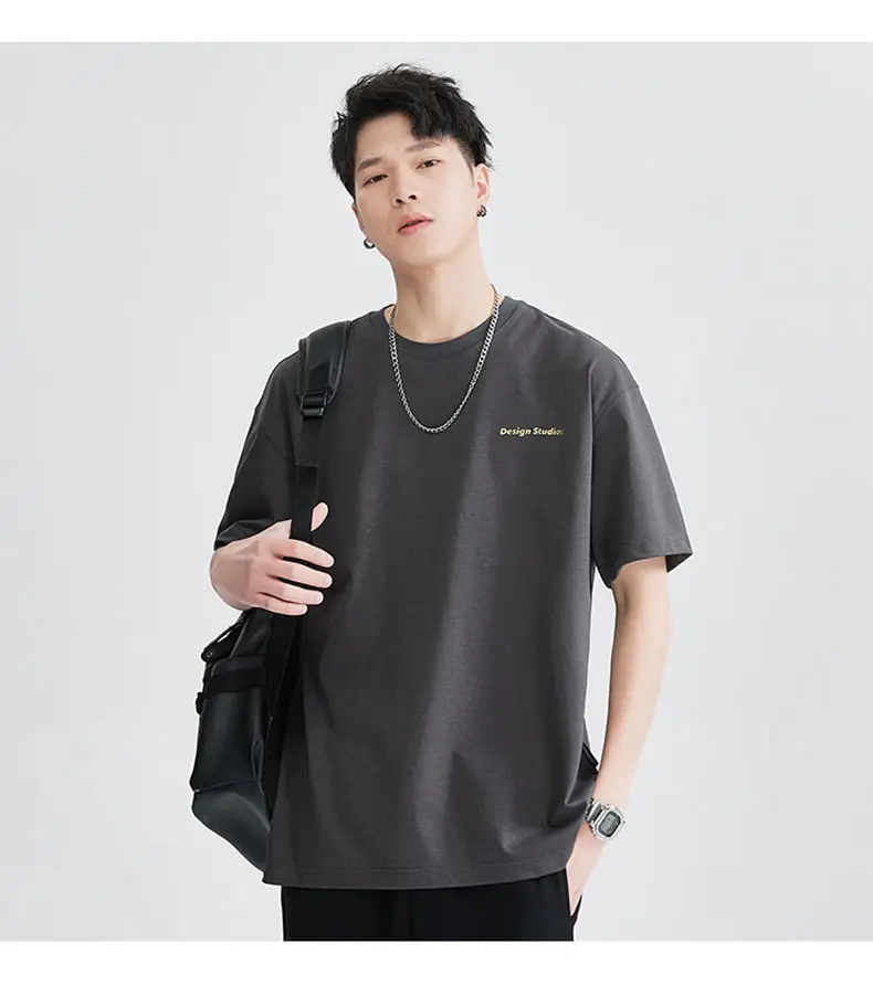 Men's Brown T-Shirt Large Loose Fit Round Neck — feature 24