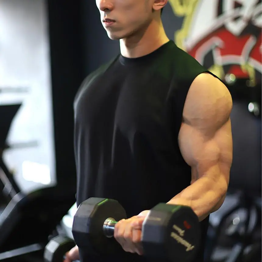 Men's Black Sleeveless Muscle Sports Vest Large - Image 2