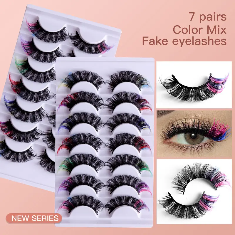 7 Pairs of Colorful Fake Eyelashes for Women - Image 4