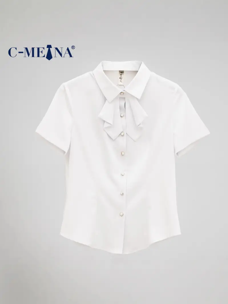 Women Short Sleeve Shirt Light Blue Summer Wear - Image 7