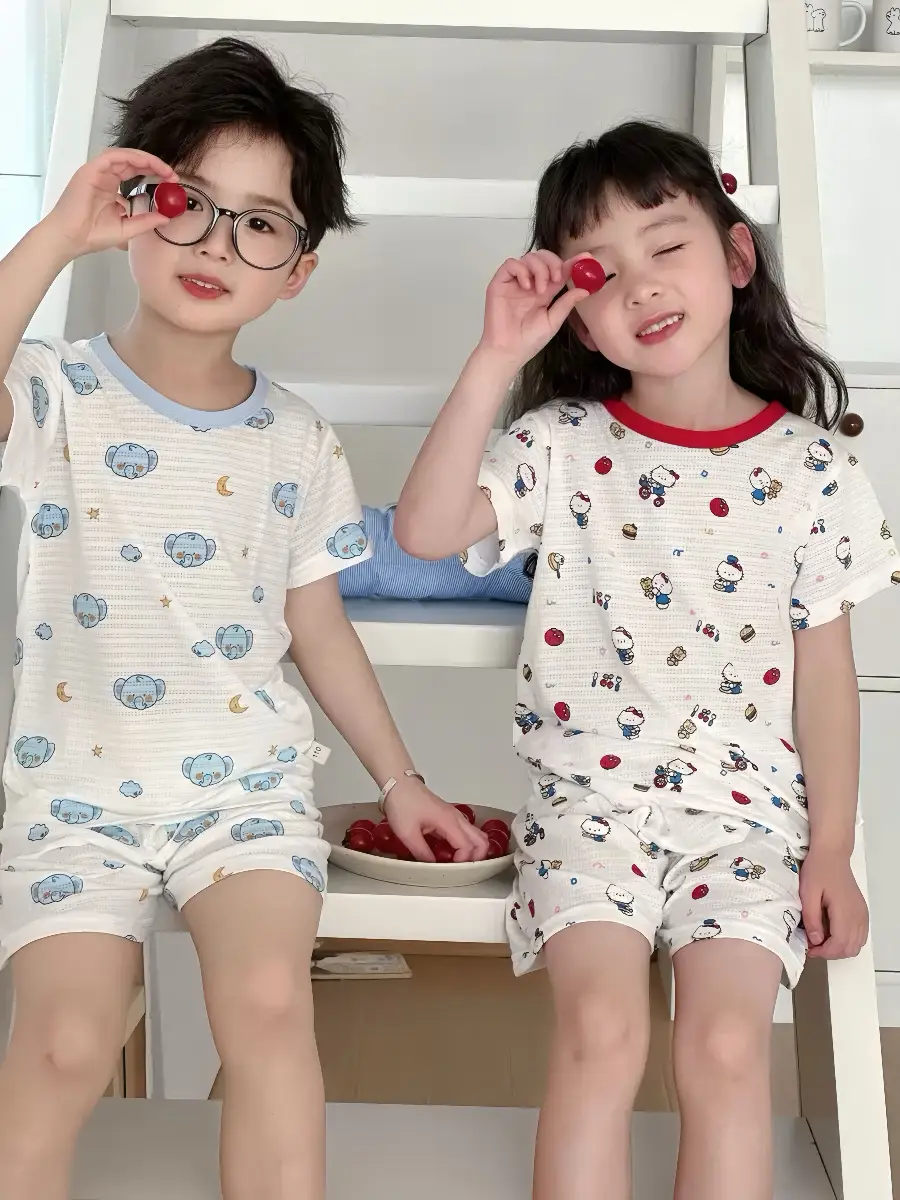 Children's Pajamas Summer Bamboo Fiber Cool Short Sleeve — feature 12