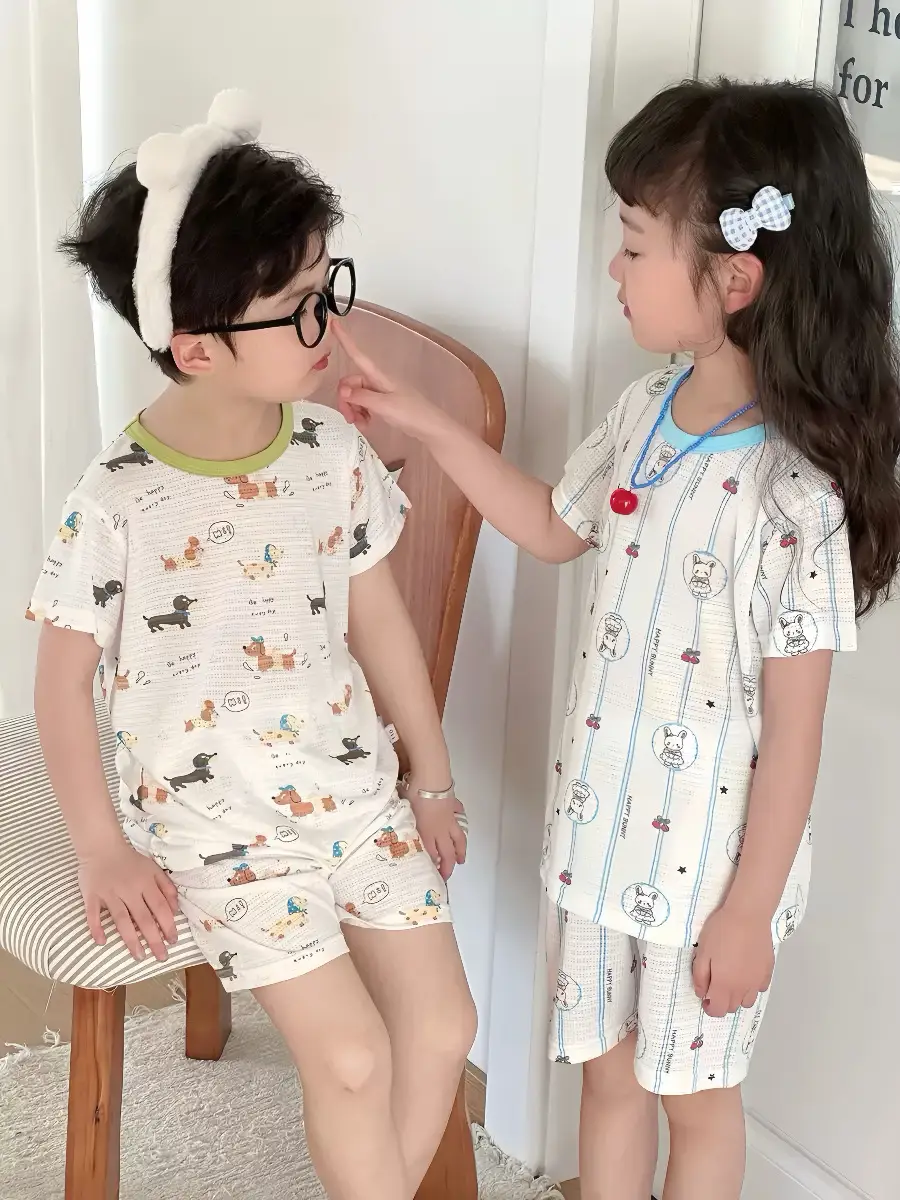 Children's Pajamas Summer Bamboo Fiber Cool Short Sleeve — feature 14