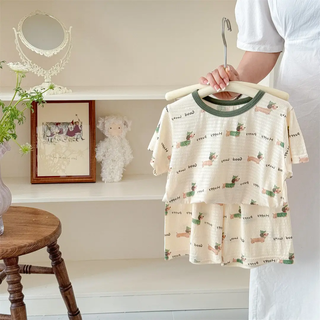 Children's Pajamas Summer Bamboo Fiber Cool Short Sleeve