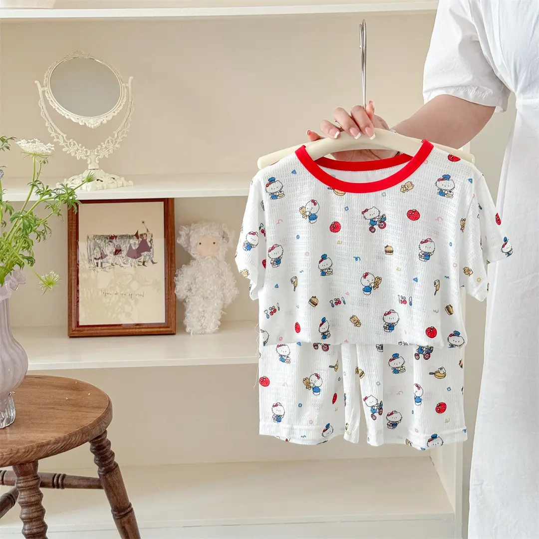 Children's Pajamas Summer Bamboo Fiber Cool Short Sleeve