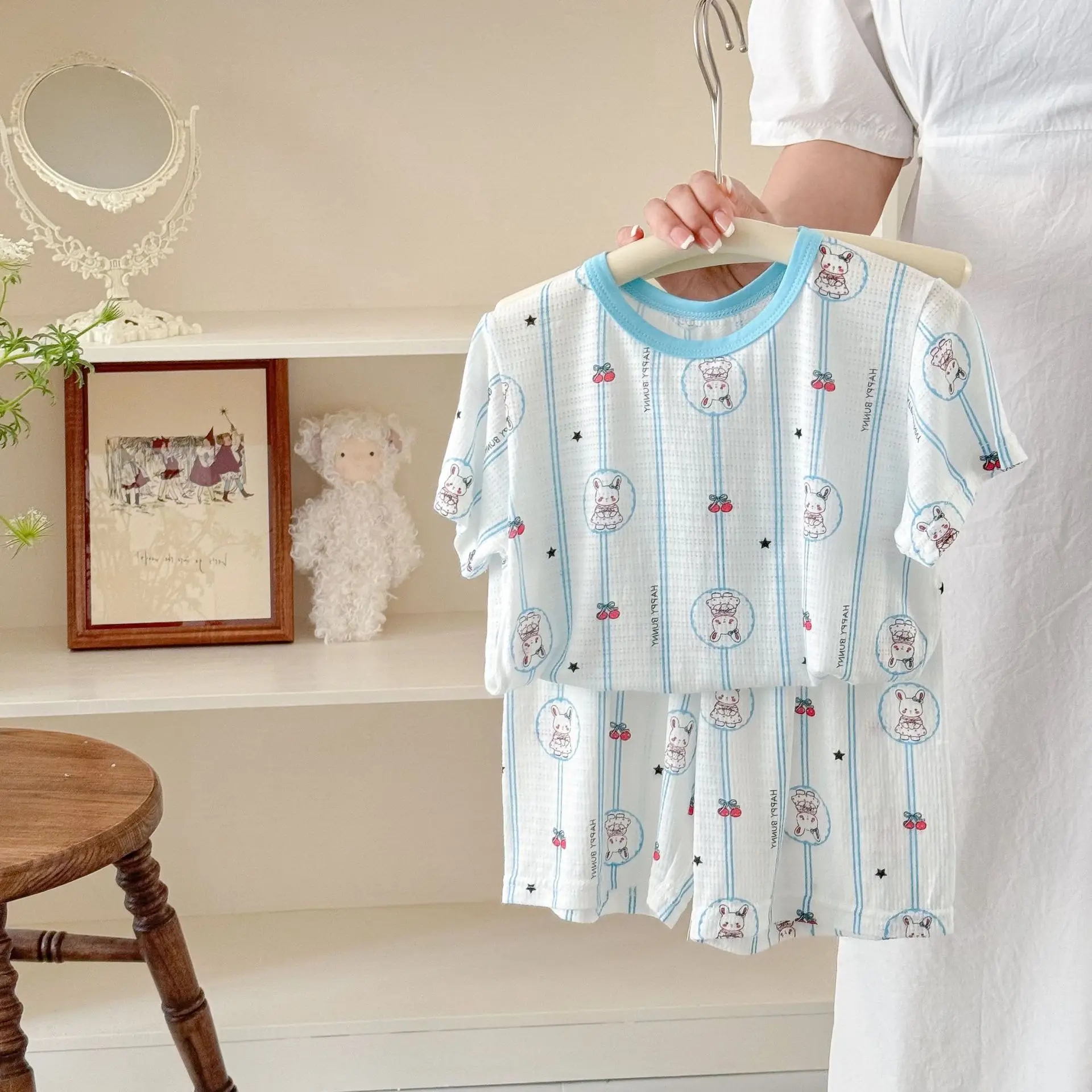 Children's Pajamas Summer Bamboo Fiber Cool Short Sleeve