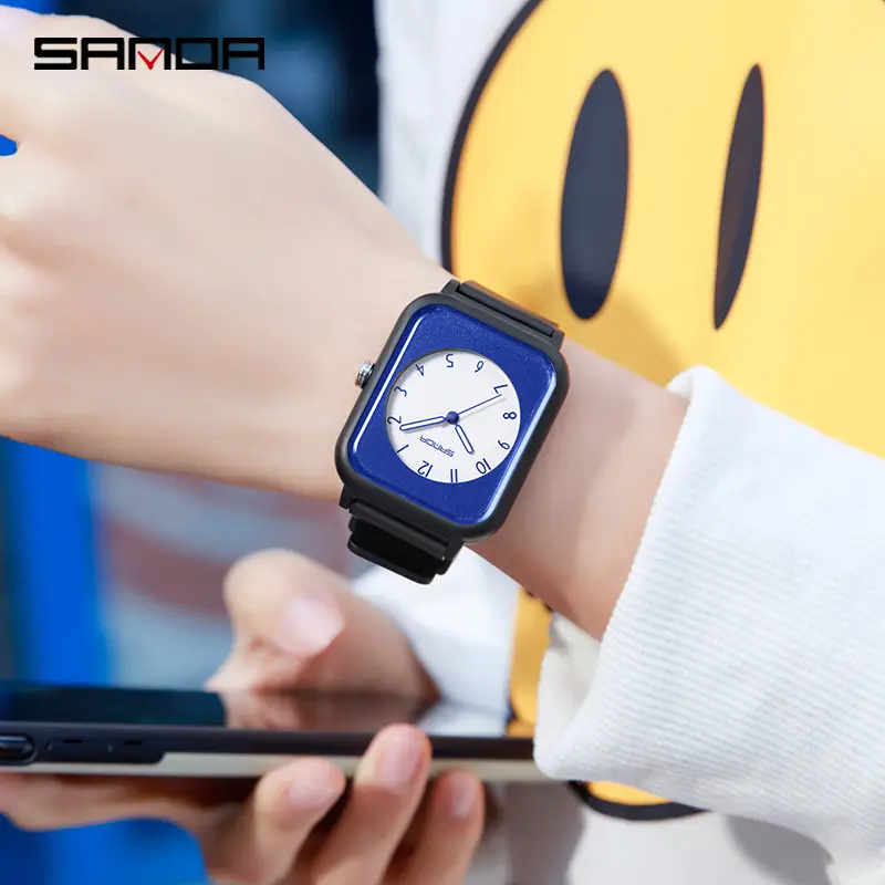 Sanda White Square Quartz Watch for Men Women