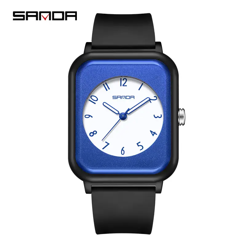 Sanda White Square Quartz Watch for Men Women