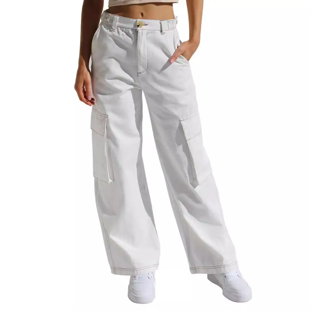 Black Cargo Pants for Women with Multi-Flap Pockets - Image 11