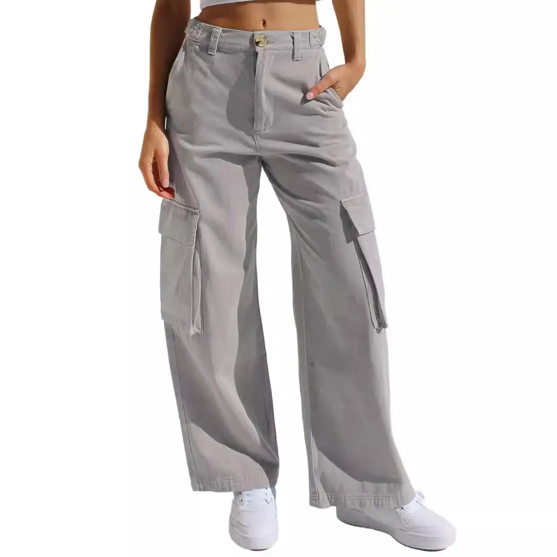 Black Cargo Pants for Women with Multi-Flap Pockets - Image 13