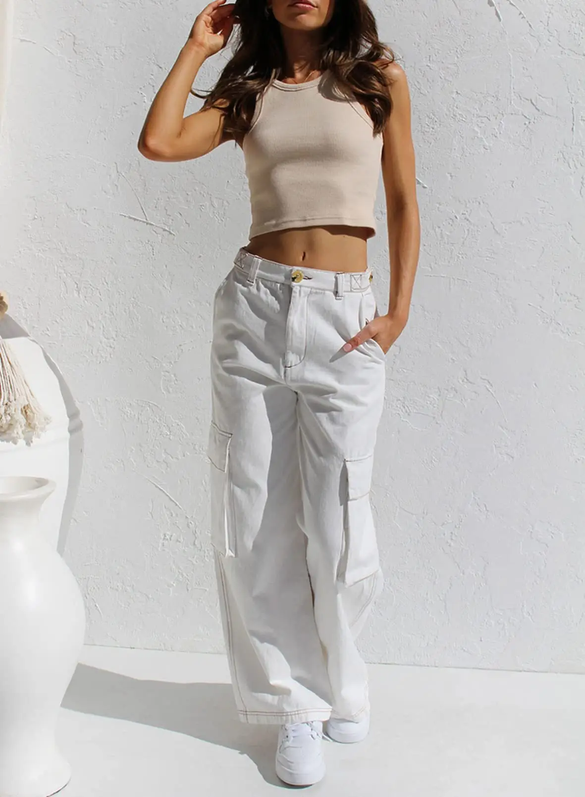 Black Cargo Pants for Women with Multi-Flap Pockets — feature 12