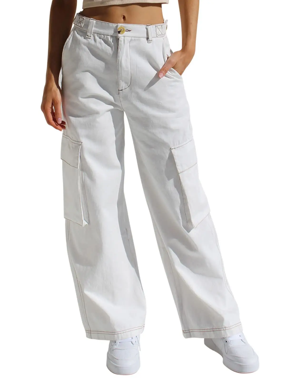 Black Cargo Pants for Women with Multi-Flap Pockets — feature 13