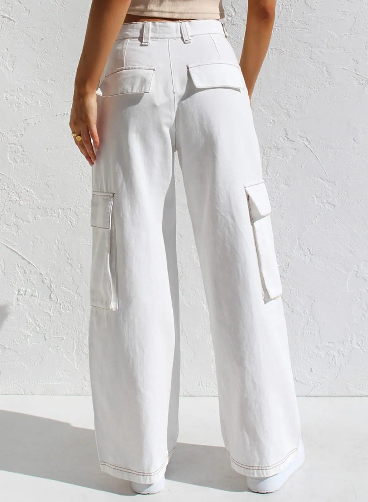 Black Cargo Pants for Women with Multi-Flap Pockets — feature 14