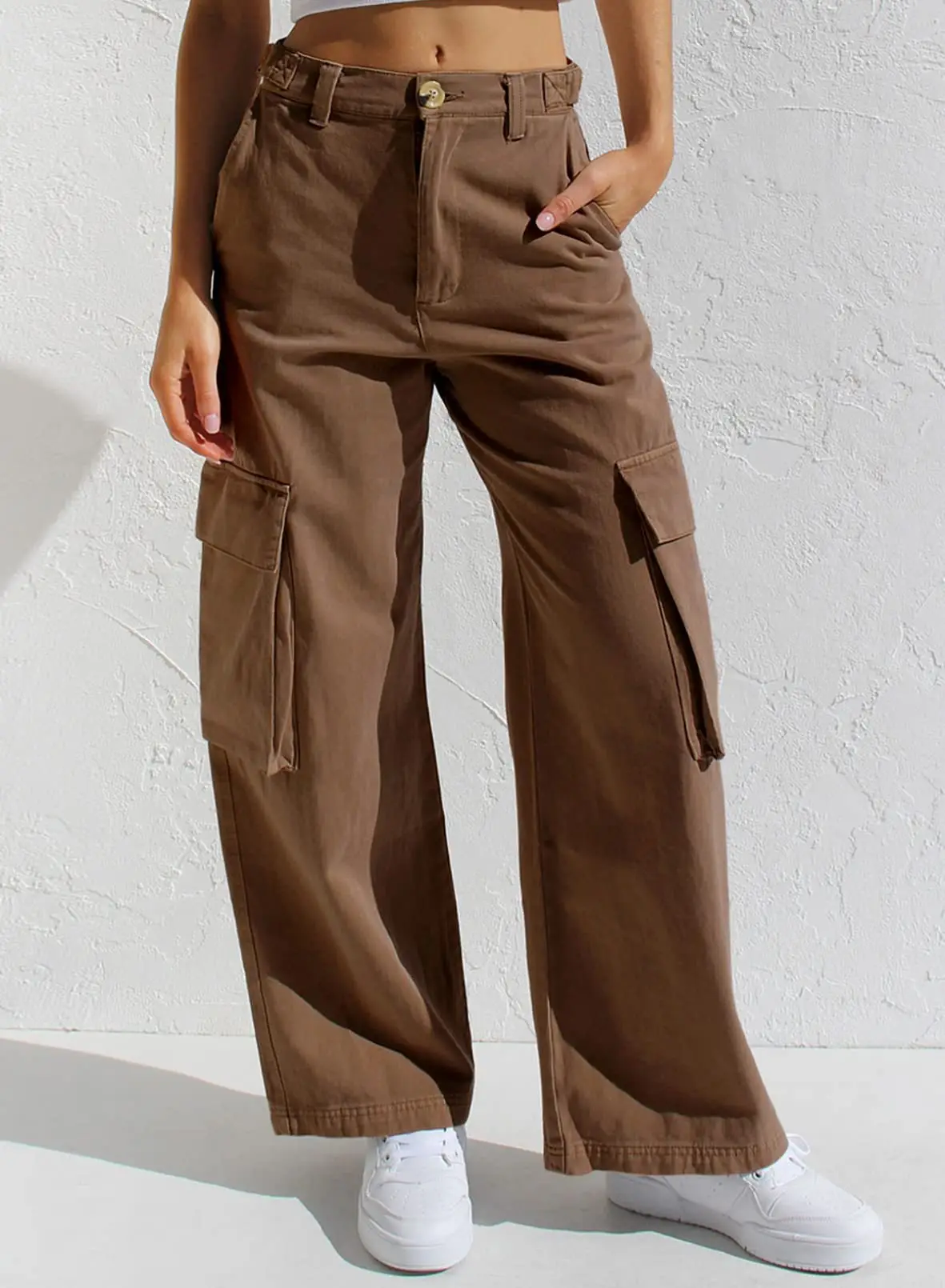 Black Cargo Pants for Women with Multi-Flap Pockets — feature 17