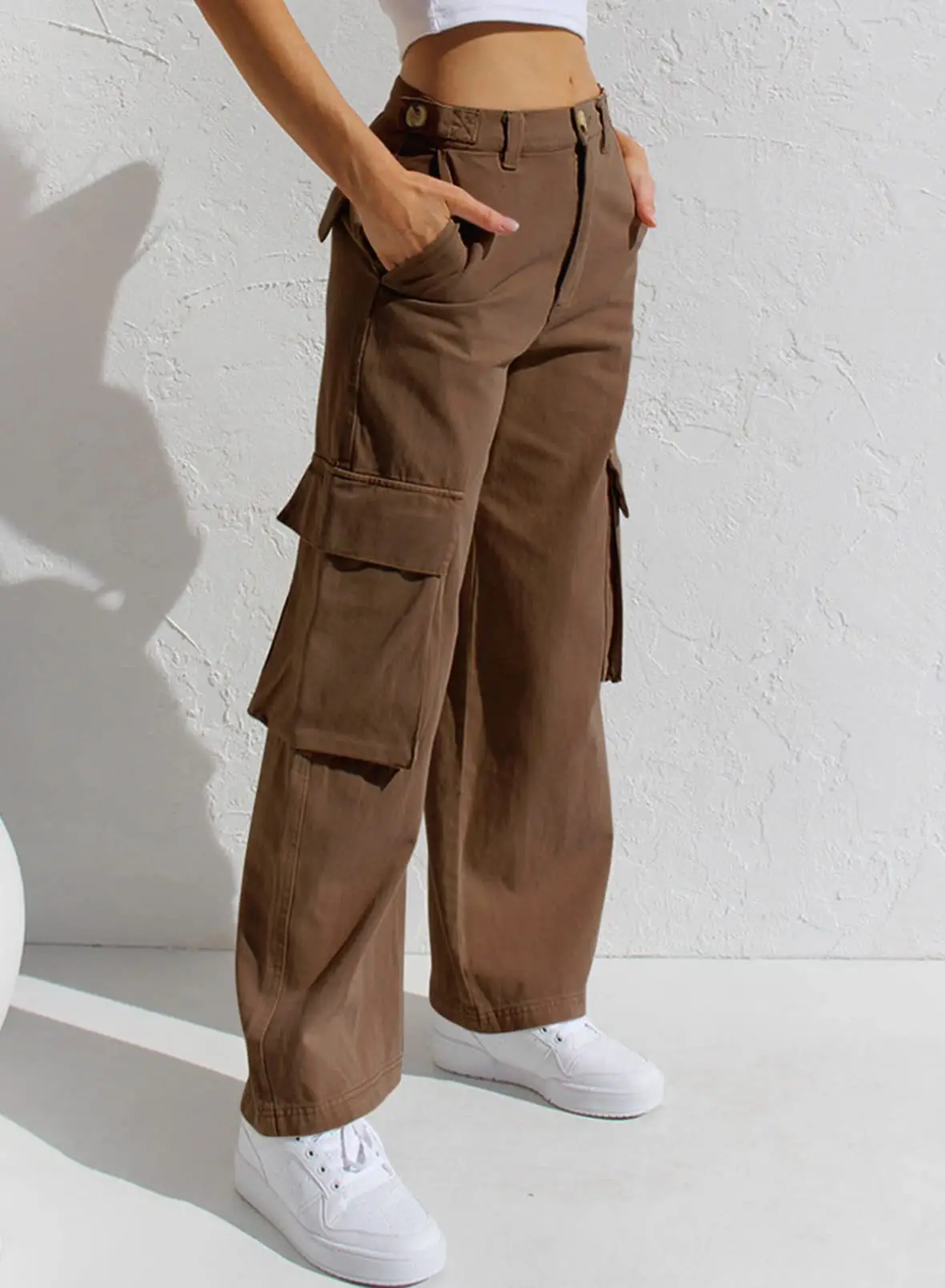 Black Cargo Pants for Women with Multi-Flap Pockets — feature 20