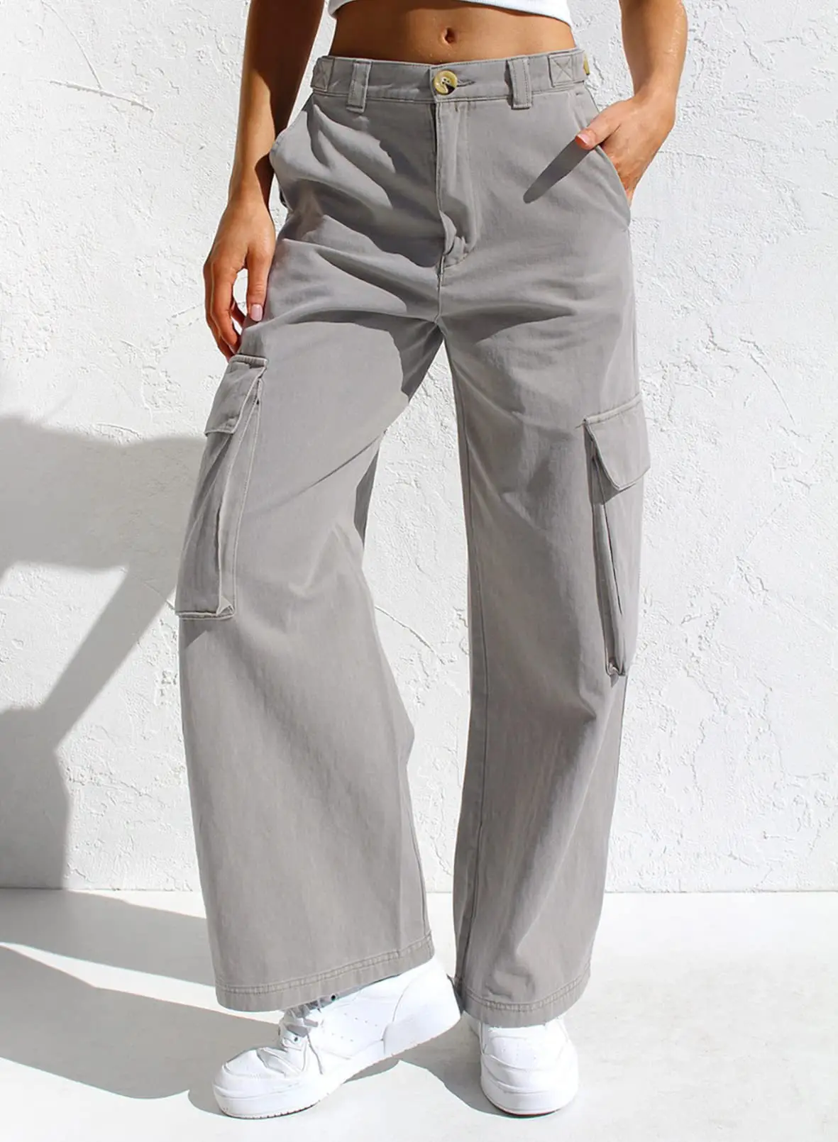 Black Cargo Pants for Women with Multi-Flap Pockets — feature 22