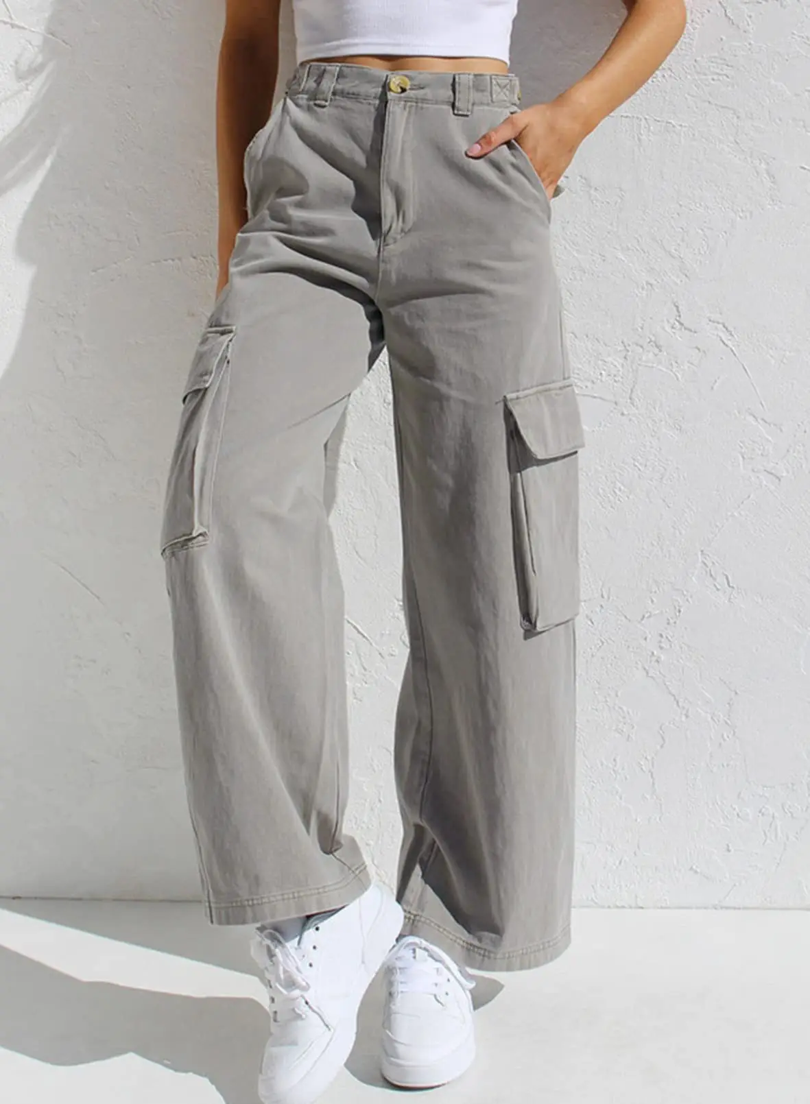 Black Cargo Pants for Women with Multi-Flap Pockets — feature 23