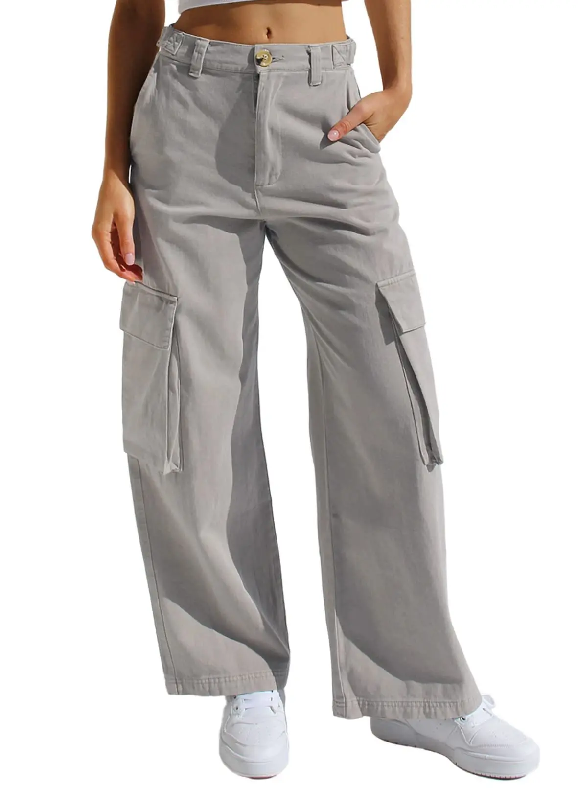 Black Cargo Pants for Women with Multi-Flap Pockets — feature 25