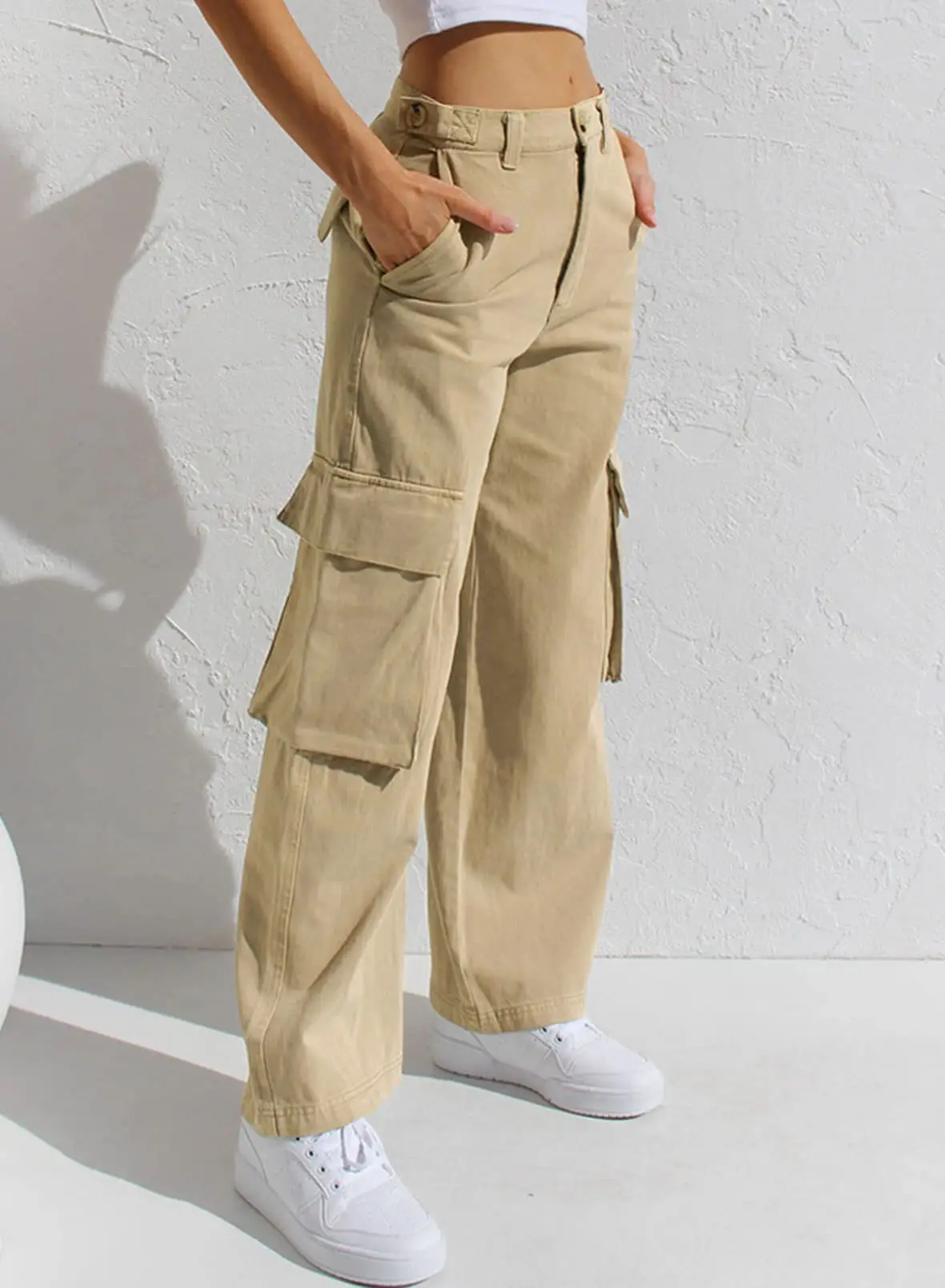 Black Cargo Pants for Women with Multi-Flap Pockets — feature 29