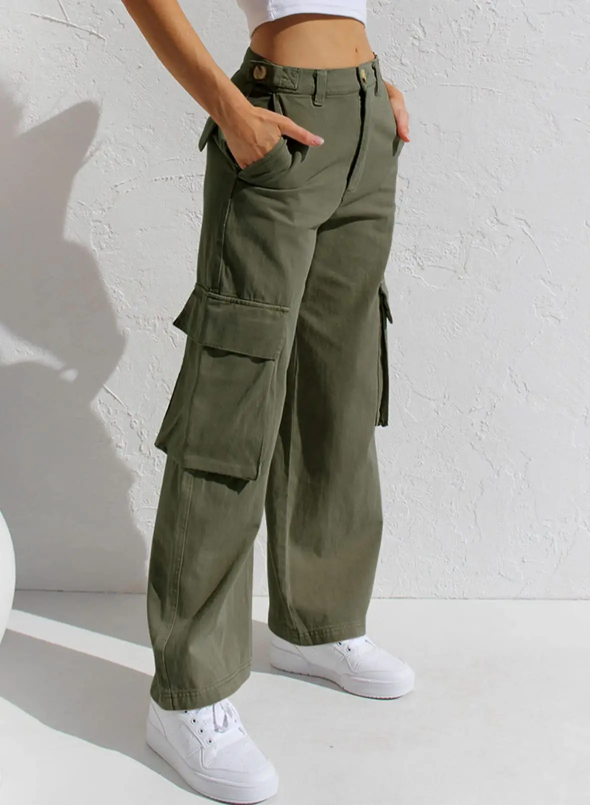 Black Cargo Pants for Women with Multi-Flap Pockets — feature 32