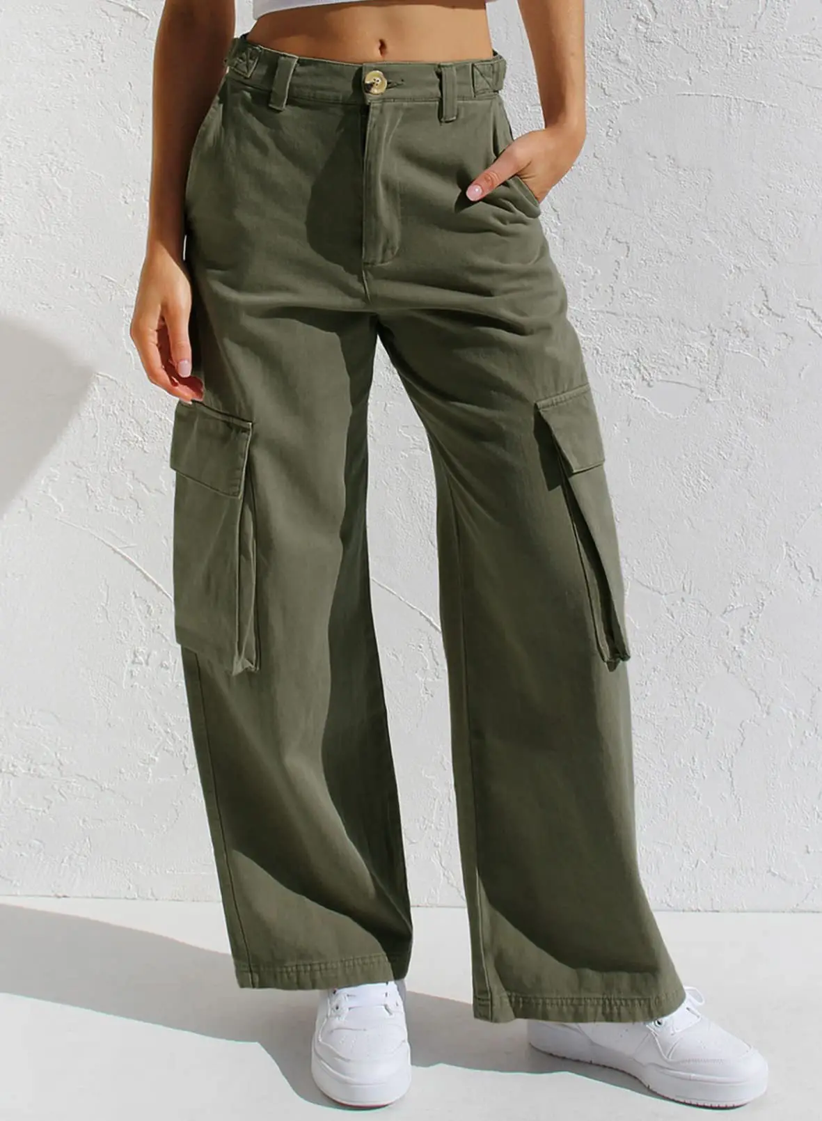 Black Cargo Pants for Women with Multi-Flap Pockets — feature 33
