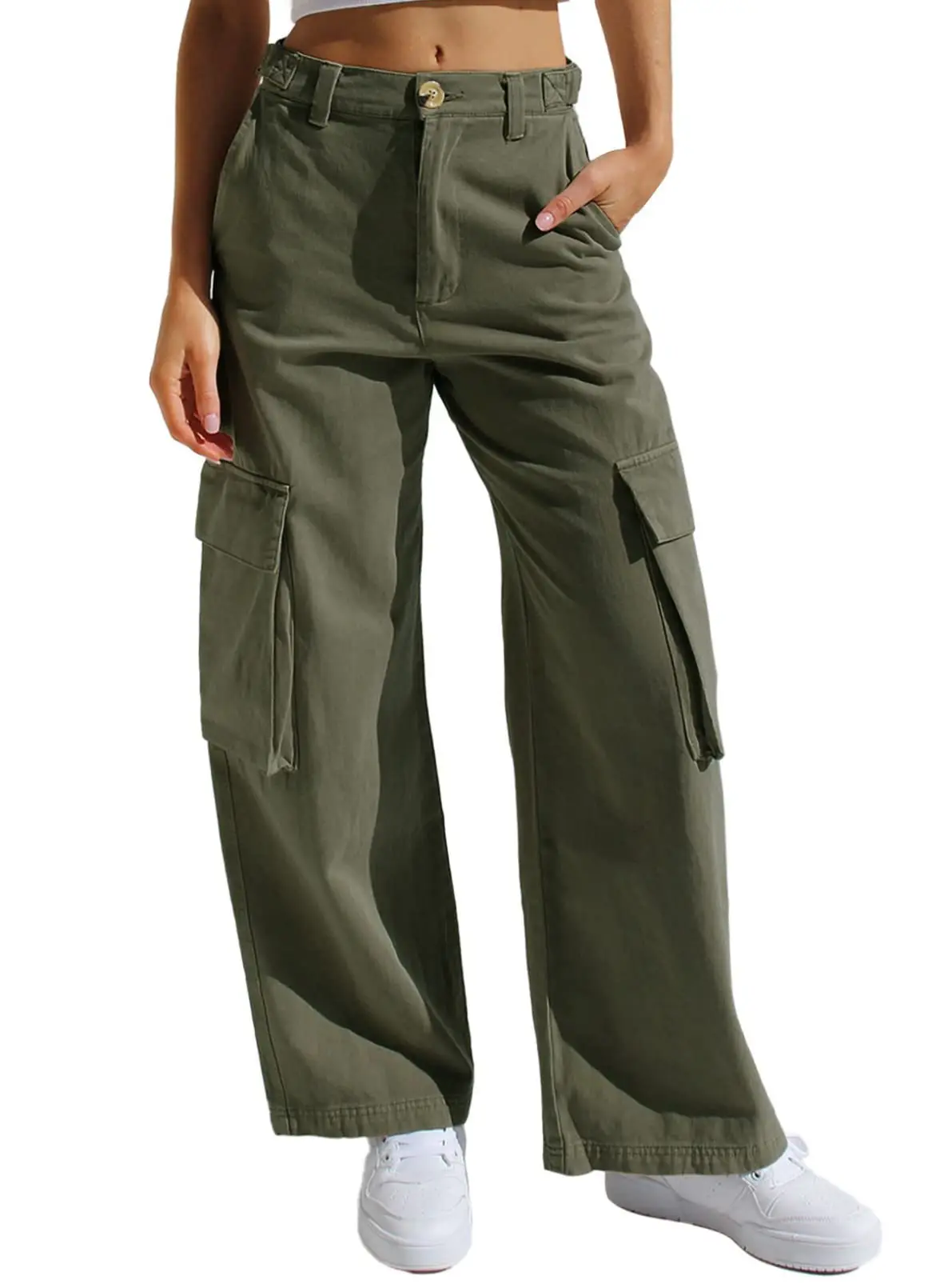 Black Cargo Pants for Women with Multi-Flap Pockets — feature 34